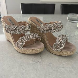 Steve Madden Rhinestone Uzo Kenley Braided Wedge Sandals size 8